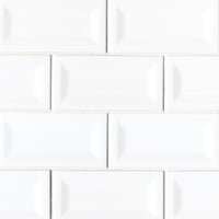 MSI Domino White Glossy Inverted Beveled Subway Tile 3x6 — Marble Threshold in white tonality