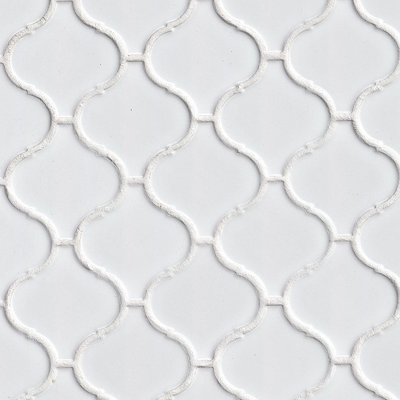 MSI Domino White Glossy Arabesque Tile — Porcelain Wall Tile in white tonality