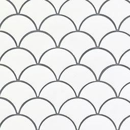 White Glossy Fish Scale Pattern Mosaic