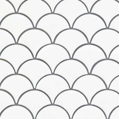 MSI Domino White Glossy Fish Scale Pattern Mosaic