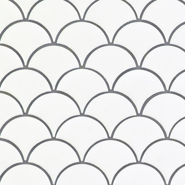 MSI Domino White Glossy Fish Scale Pattern Mosaic