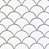 MSI Domino White Glossy Fish Scale Pattern Mosaic — Porcelain Wall Tile in white tonality