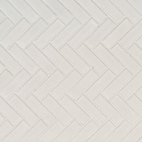 MSI Domino White Herringbone Mosaic Tile — Porcelain Wall Tile in white tonality