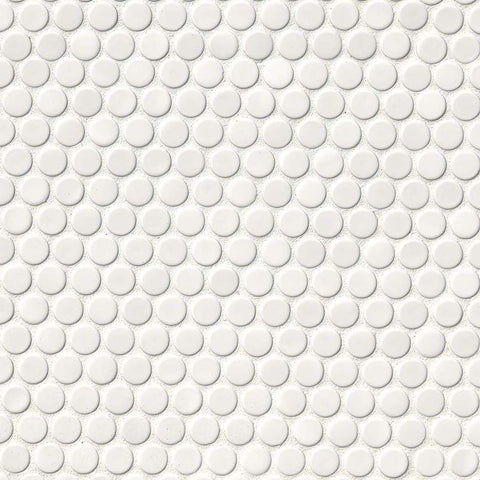 MSI Domino White Glossy Penny Round Mosaic