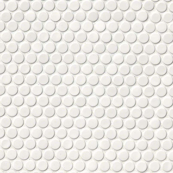 MSI Domino White Glossy Penny Round Mosaic