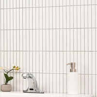 MSI Domino White Matte 1x6 Stack Pattern — surface detail in white tonality