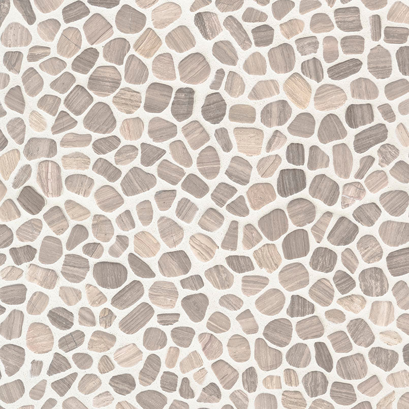 MSI White Oak Pebbles Tumbled Tile — Natural Stone Mosaic in white tonality
