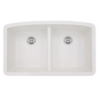 MSI White Quartz Double Bowl 50/50-3219 Sinks — Single-Bowl Kitchen Sink in white tonality
