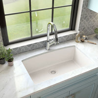 MSI White Quartz Single Bowl 3219 Sinks — surface detail in white tonality