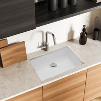 MSI White Quartz Single Bowl 3219 Sinks — surface detail in white tonality