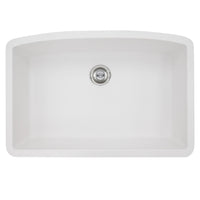 MSI White Quartz Single Bowl 3219 Sinks — Single-Bowl Kitchen Sink in white tonality