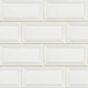 White Beveled Subway Tile 3x6