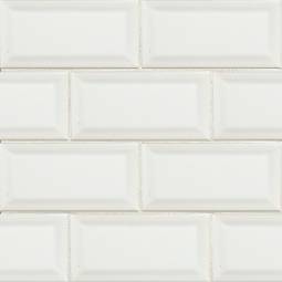 White Beveled Subway Tile 3x6