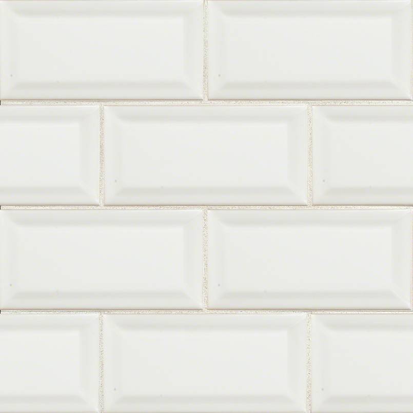 MSI Domino White Beveled Subway Tile 3x6 — Marble Threshold in white tonality