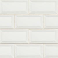 MSI Domino White Beveled Subway Tile 3x6 — Marble Threshold in white tonality
