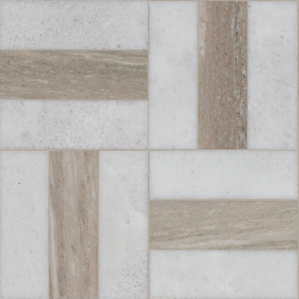 MSI Winslow Weave Polished Tile — Geometric Pattern Tile mesh-mounted for entry and feature floor