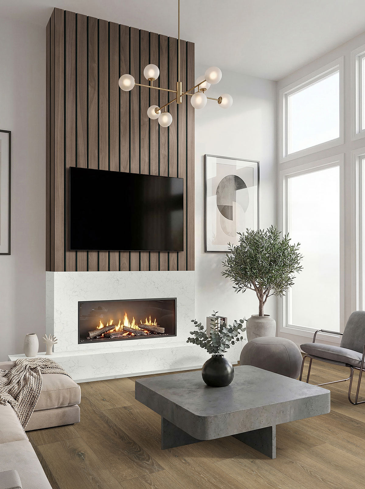 MSI Tawny Macro Acoustic Wood Slat Panel — room scene