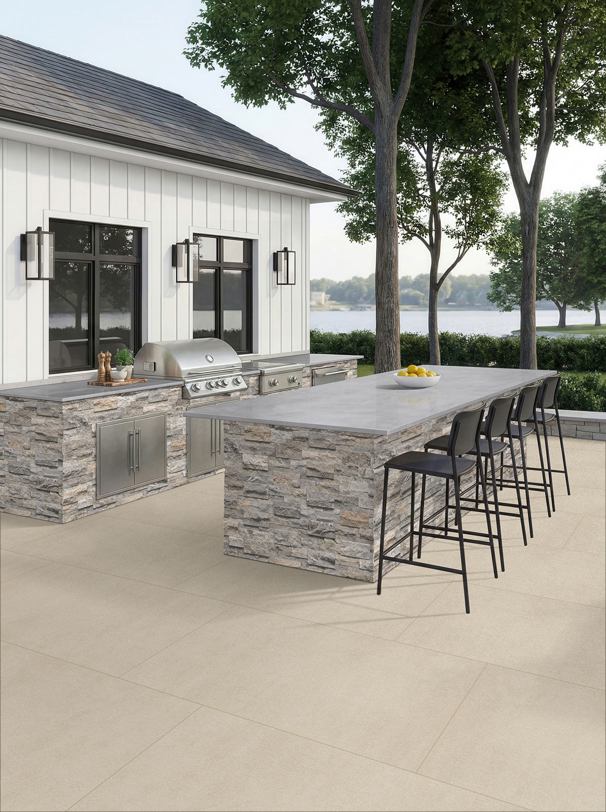 MSI Silver XL Rockmount — surface detail in silver tonality large-format panelized natural stone cladding