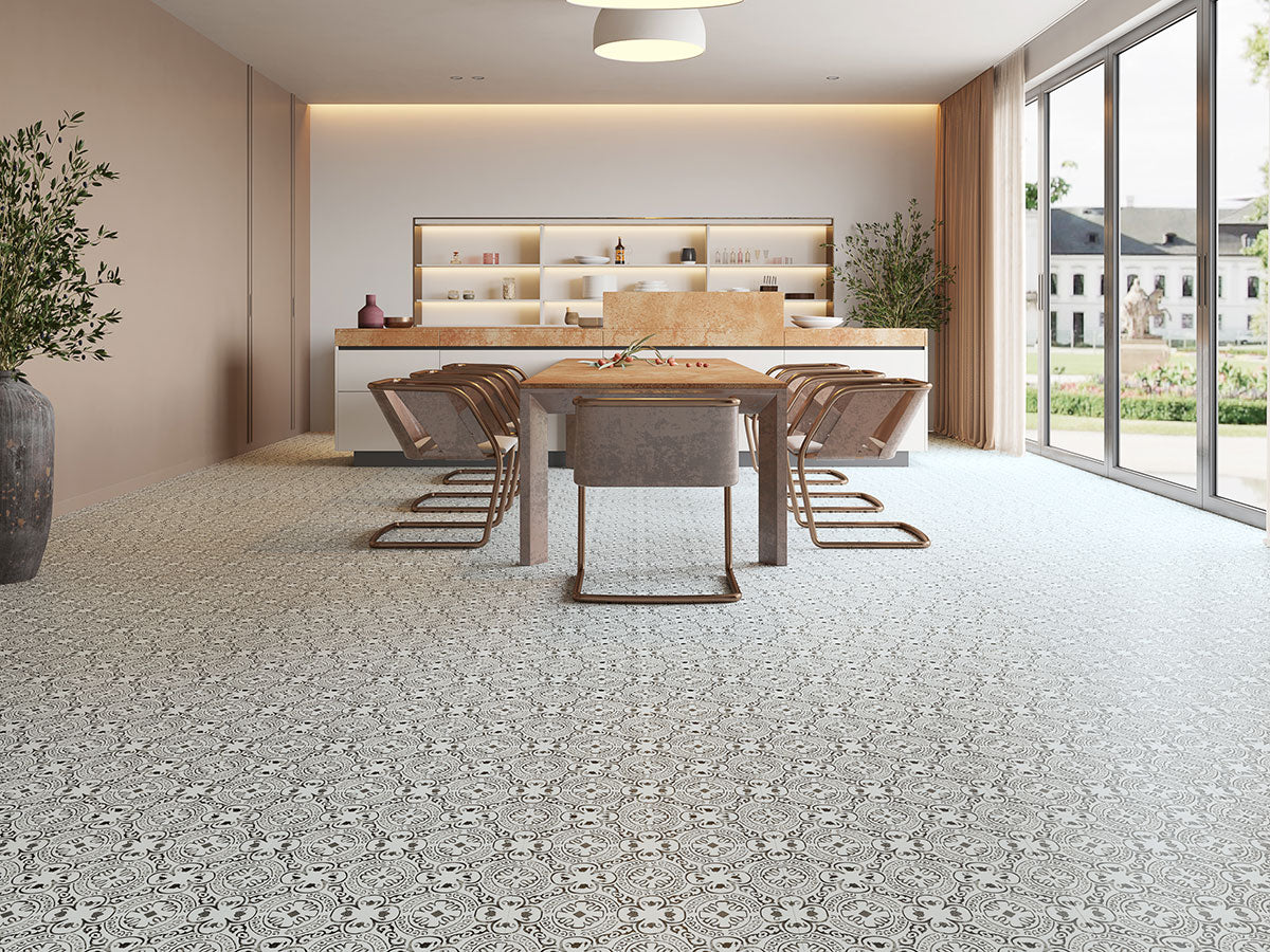 MSI XL Trecento Kenzzi Taza Luxury Vinyl Tile Flooring — surface detail in natural tonality