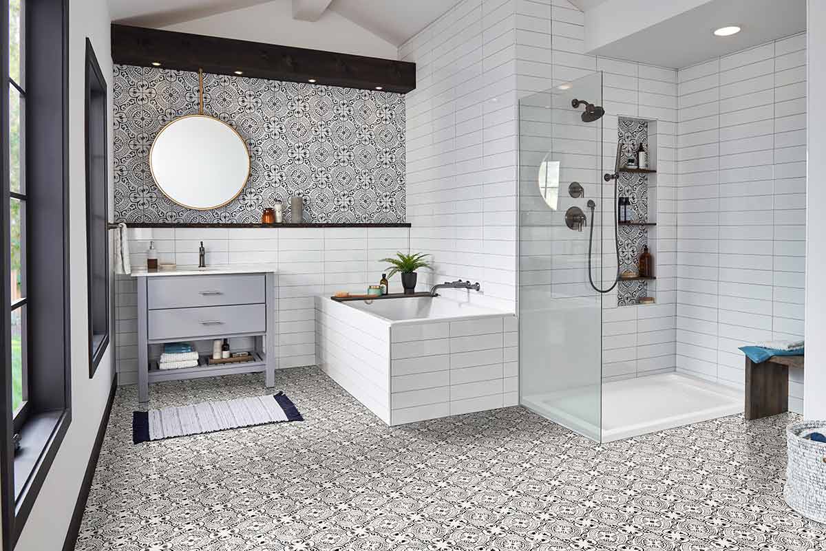 MSI XL Trecento Kenzzi Taza Luxury Vinyl Tile Flooring — surface detail in natural tonality