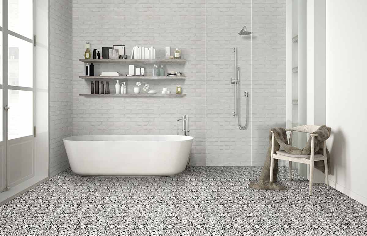 MSI XL Trecento Kenzzi Taza Luxury Vinyl Tile Flooring — surface detail in natural tonality