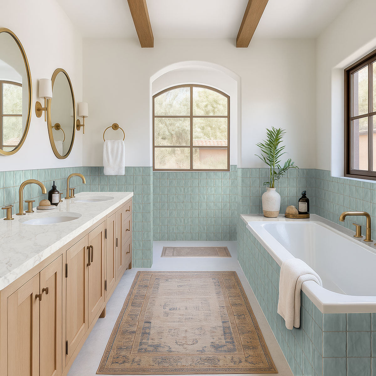 MSI Zest Sky 4 x 4 Satin, surface detail in natural tonality, in a bathroom